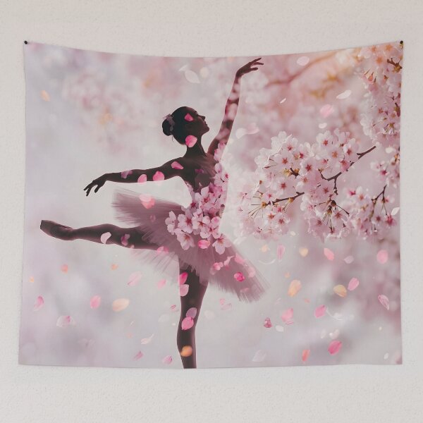 Item preview, Sakura Ballet Dancer – Cherry Blossom Floral Art Print | Elegant Pink Spring Wall Art designed and sold by DreamyWallVibes.