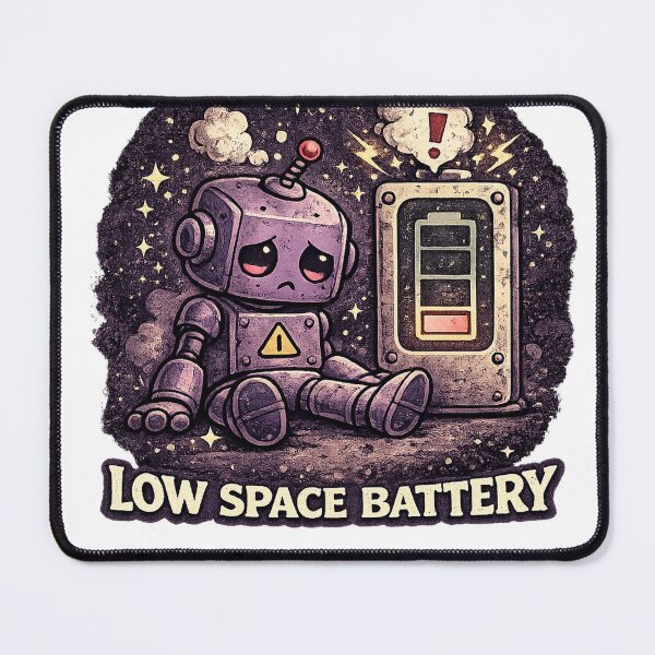 Item preview, Tired Purple Robot Low Space Battery designed and sold by HESE ODDWORKS.