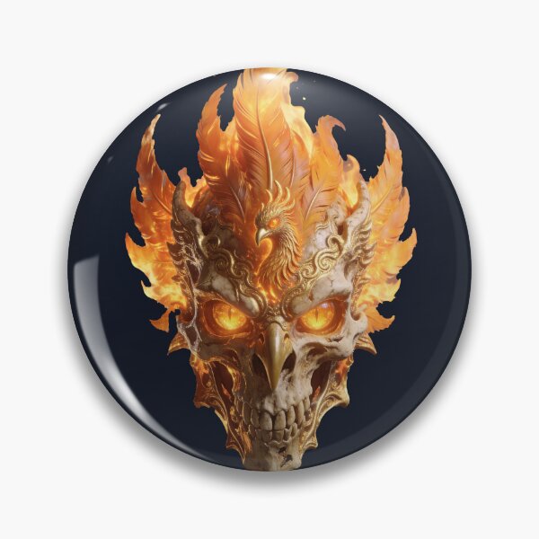 Item preview, Fiery Phoenix Skull Mask with Flaming Feathers Gothic Halloween Horror Art designed and sold by OksArtStudio.