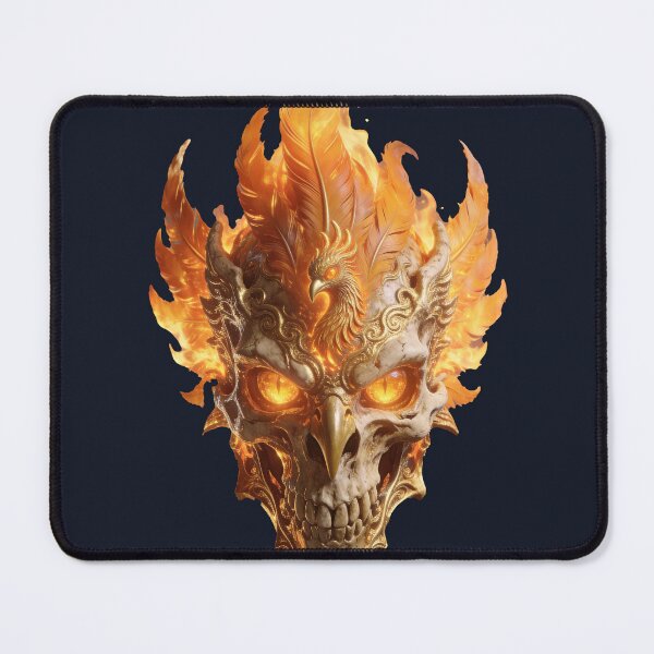 Item preview, Fiery Phoenix Skull Mask with Flaming Feathers Gothic Halloween Horror Art designed and sold by OksArtStudio.