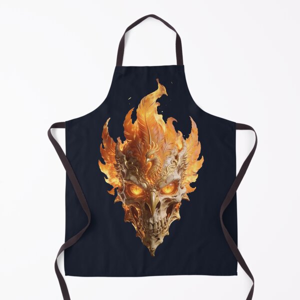 Item preview, Fiery Phoenix Skull Mask with Flaming Feathers Gothic Halloween Horror Art designed and sold by OksArtStudio.