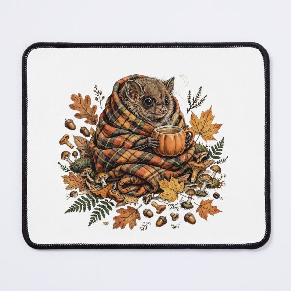 Item preview, Cozy Autumn Bat Pumpkin Mug Fall Leaves Cottagecore Goblincore Bat designed and sold by Neurospicy Trolls.