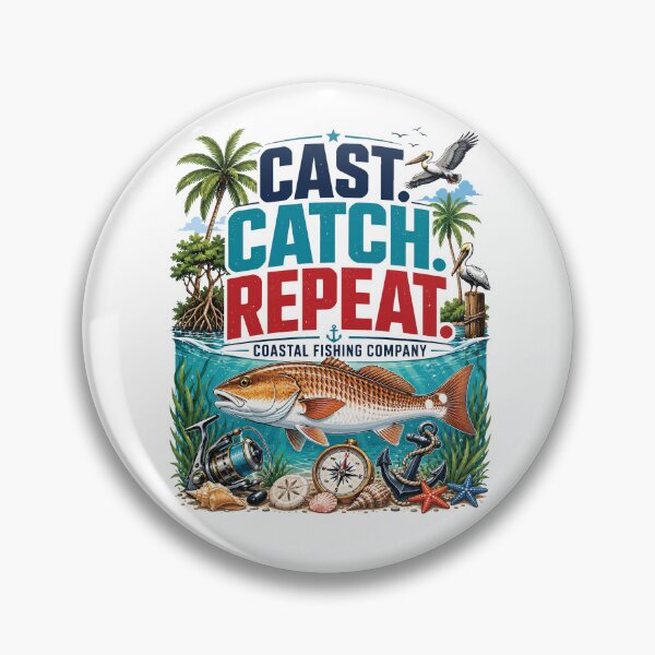 Item preview, Cast Catch Repeat Redfish Fishing Shirt Tropical Coastal Saltwater Angler Tee designed and sold by JIMBOEE.