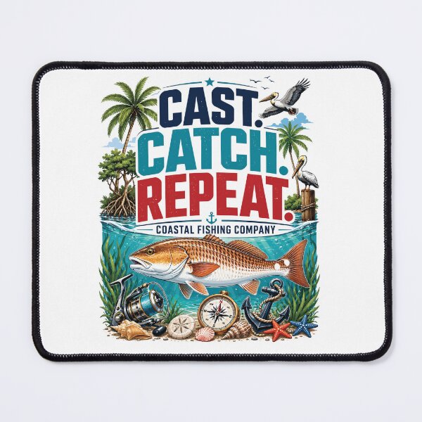 Item preview, Cast Catch Repeat Redfish Fishing Shirt Tropical Coastal Saltwater Angler Tee designed and sold by JIMBOEE.