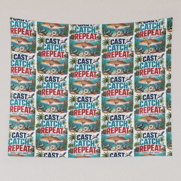 Item preview, Cast Catch Repeat Redfish Fishing Shirt Tropical Coastal Saltwater Angler Tee designed and sold by JIMBOEE.