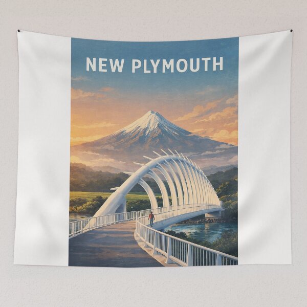 Item preview, New Plymouth Te Rewa Rewa Bridge and Mount Taranaki designed and sold by Places On Earth.