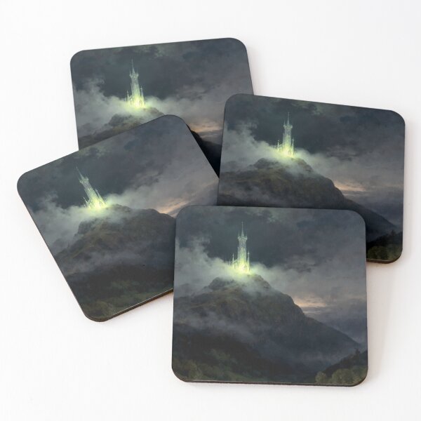 Item preview, Glowing Fantasy Castle on Misty Mountain Oil Painting designed and sold by Fantasy-Atelier.