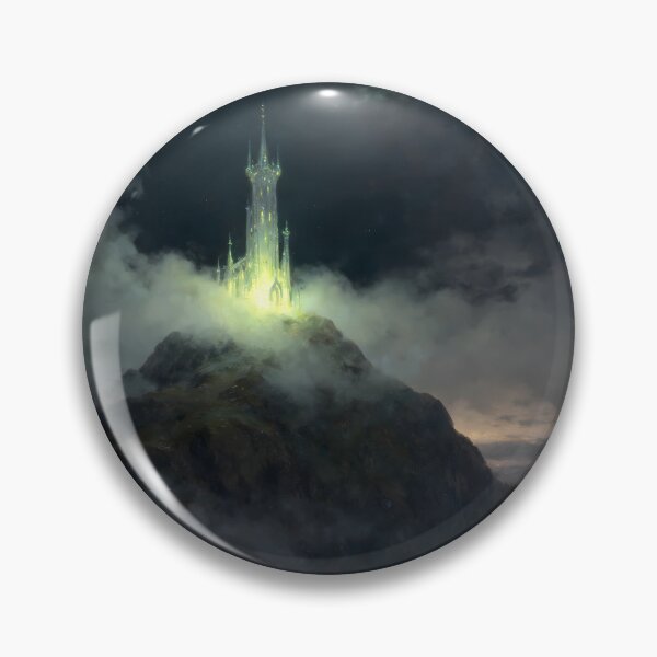 Item preview, Glowing Fantasy Castle on Misty Mountain Oil Painting designed and sold by Fantasy-Atelier.
