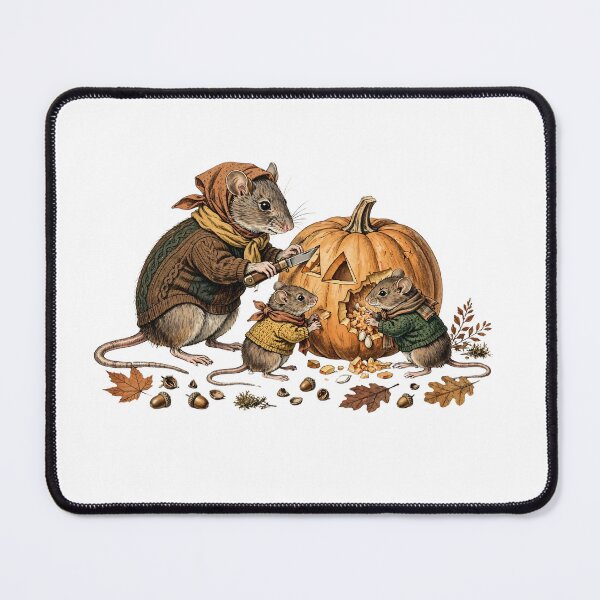 Item preview, Cozy Mice Family Carving Pumpkin Halloween Autumn Mice designed and sold by Neurospicy Trolls.