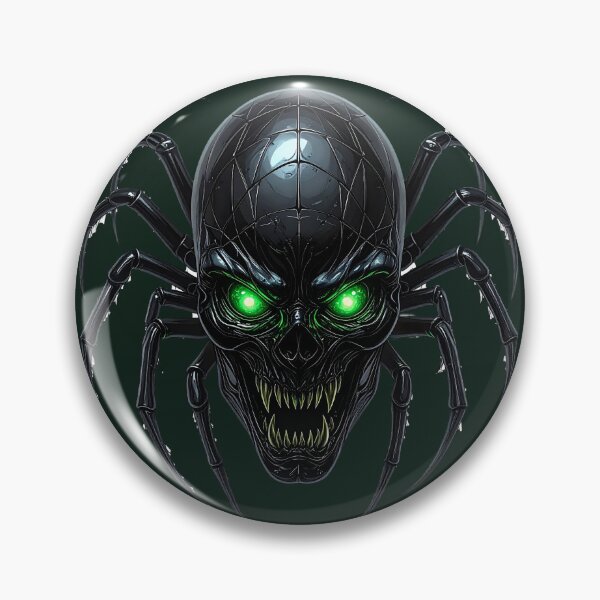 Item preview, Spider Skull Mask with Glowing Green Eyes Gothic Halloween Horror Art designed and sold by OksArtStudio.