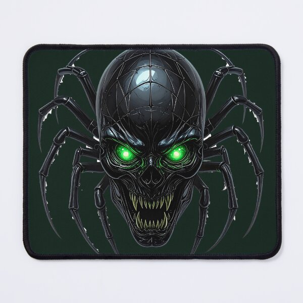 Item preview, Spider Skull Mask with Glowing Green Eyes Gothic Halloween Horror Art designed and sold by OksArtStudio.