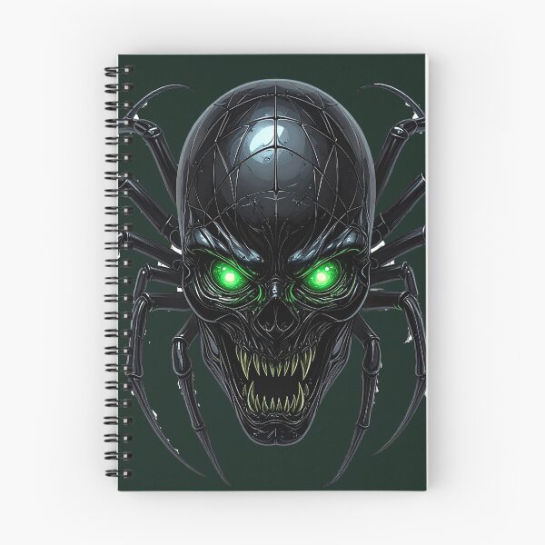 Item preview, Spider Skull Mask with Glowing Green Eyes Gothic Halloween Horror Art designed and sold by OksArtStudio.