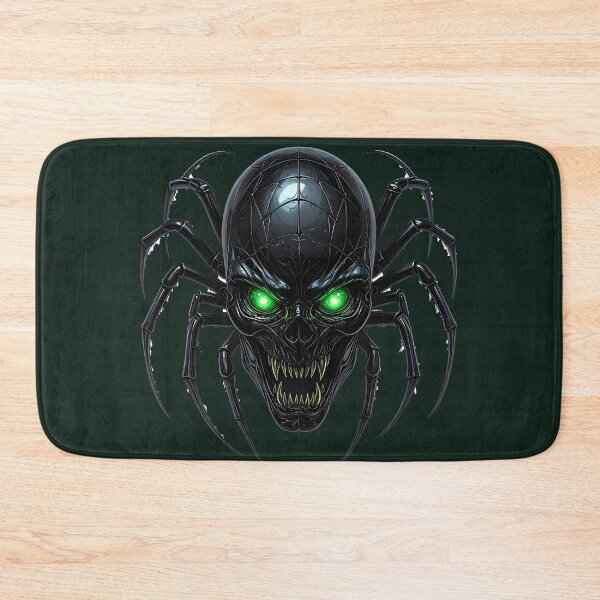 Item preview, Spider Skull Mask with Glowing Green Eyes Gothic Halloween Horror Art designed and sold by OksArtStudio.