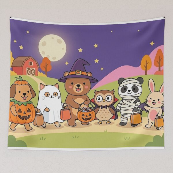 Item preview, Trick or Treat Cute Halloween Animals designed and sold by Softie Sticker Studio.