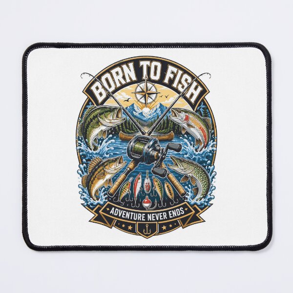 Item preview, Born to Fish Adventure Never Ends Fishing Shirt Bass Trout Pike Walleye Angler Tee designed and sold by JIMBOEE.