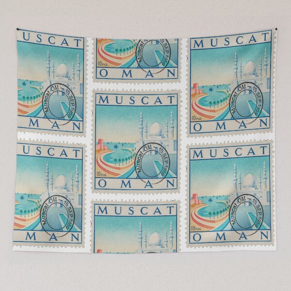 Item preview, Muscat Oman Corniche Mosque Skyline Stamp Sticker designed and sold by stickercuffs.