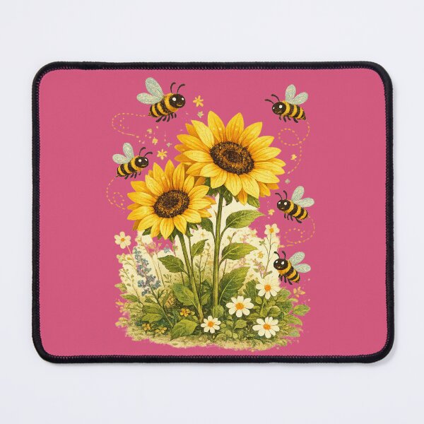 Item preview, Retro 1960s Bee and Sunflower Design – Bold Mod Illustration Art designed and sold by MagicMakerPh.