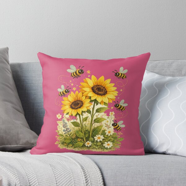 Item preview, Retro 1960s Bee and Sunflower Design – Bold Mod Illustration Art designed and sold by MagicMakerPh.