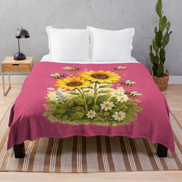 Item preview, Retro 1960s Bee and Sunflower Design – Bold Mod Illustration Art designed and sold by MagicMakerPh.