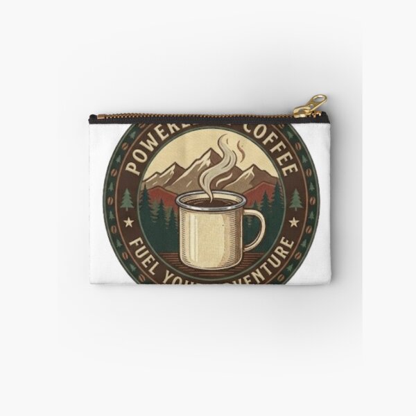 Aperçu de l'œuvre Powered By Coffee – Vintage Outdoor Coffee Badge créée et vendue par Salma.Store.