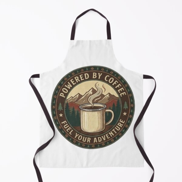 Aperçu de l'œuvre Powered By Coffee – Vintage Outdoor Coffee Badge créée et vendue par Salma.Store.
