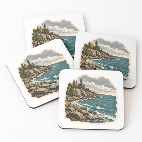 Item preview, Lake Superior Shoreline Watercolor designed and sold by ChemicalXShop.