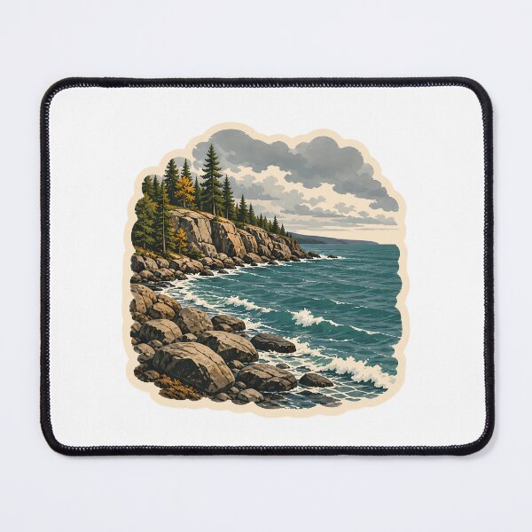 Item preview, Lake Superior Shoreline Watercolor designed and sold by ChemicalXShop.