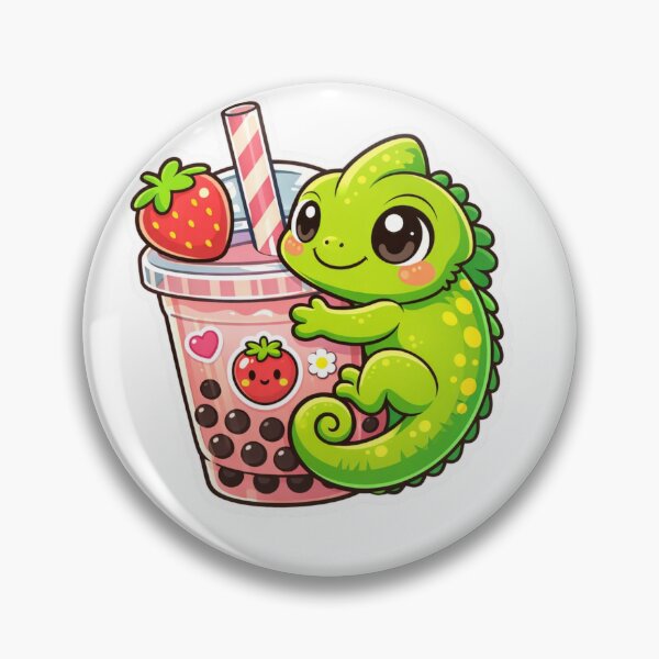 Item preview, Cute Chameleon Boba - Kawaii Bubble Tea Sticker designed and sold by AuraArtistica.