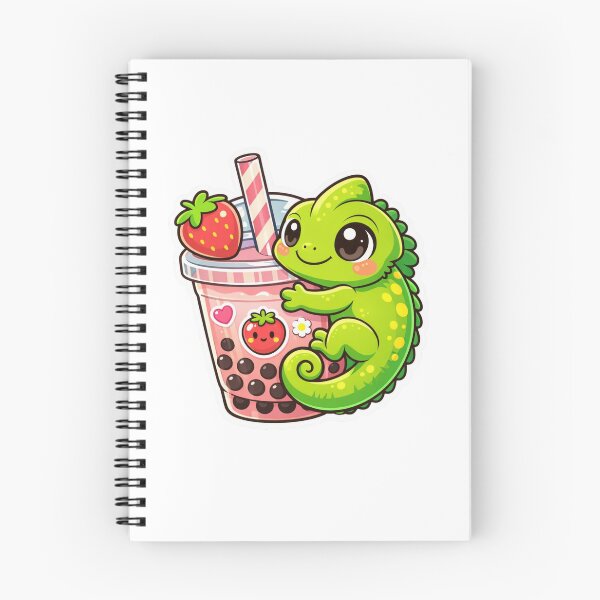 Item preview, Cute Chameleon Boba - Kawaii Bubble Tea Sticker designed and sold by AuraArtistica.