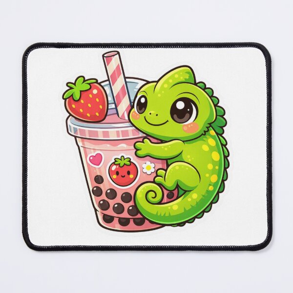 Item preview, Cute Chameleon Boba - Kawaii Bubble Tea Sticker designed and sold by AuraArtistica.