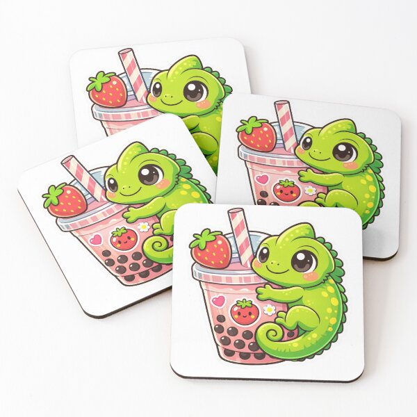 Item preview, Cute Chameleon Boba - Kawaii Bubble Tea Sticker designed and sold by AuraArtistica.
