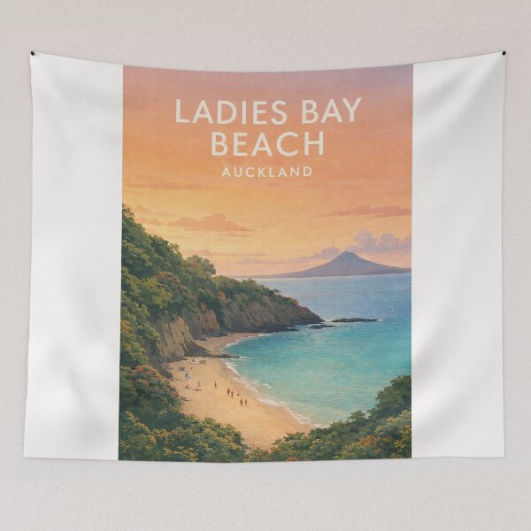 Item preview, Ladies Bay Beach Auckland with Rangitoto Island Coastal View designed and sold by Places On Earth.
