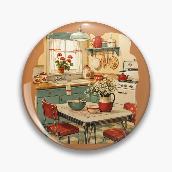 Item preview, Mid-Century Cottage Kitchen Design – Retro 1950s Warm Illustration designed and sold by MagicMakerPh.