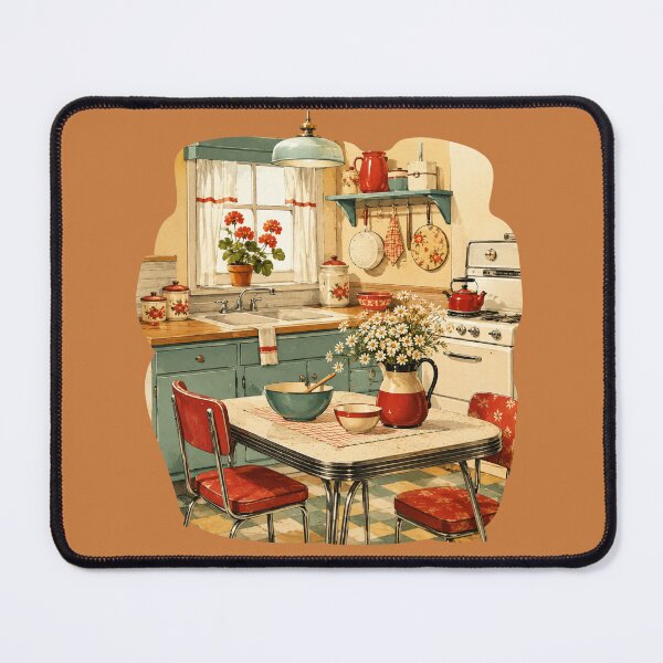 Item preview, Mid-Century Cottage Kitchen Design – Retro 1950s Warm Illustration designed and sold by MagicMakerPh.