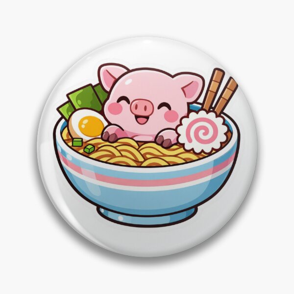Item preview, Cute Pig Ramen - Kawaii Pink Piglet Japanese Food Sticker designed and sold by AuraArtistica.