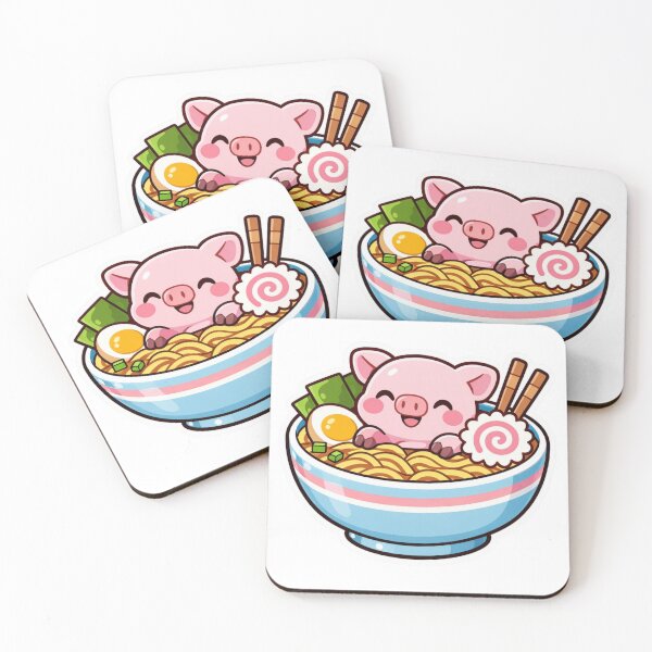 Item preview, Cute Pig Ramen - Kawaii Pink Piglet Japanese Food Sticker designed and sold by AuraArtistica.