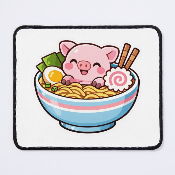 Item preview, Cute Pig Ramen - Kawaii Pink Piglet Japanese Food Sticker designed and sold by AuraArtistica.