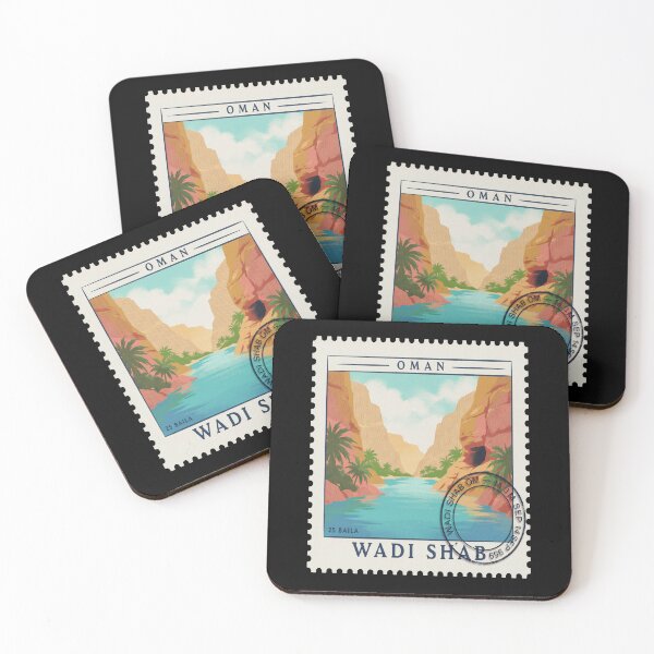 Item preview, Wadi Shab Oman Turquoise Canyon Gorge Stamp Sticker designed and sold by stickercuffs.