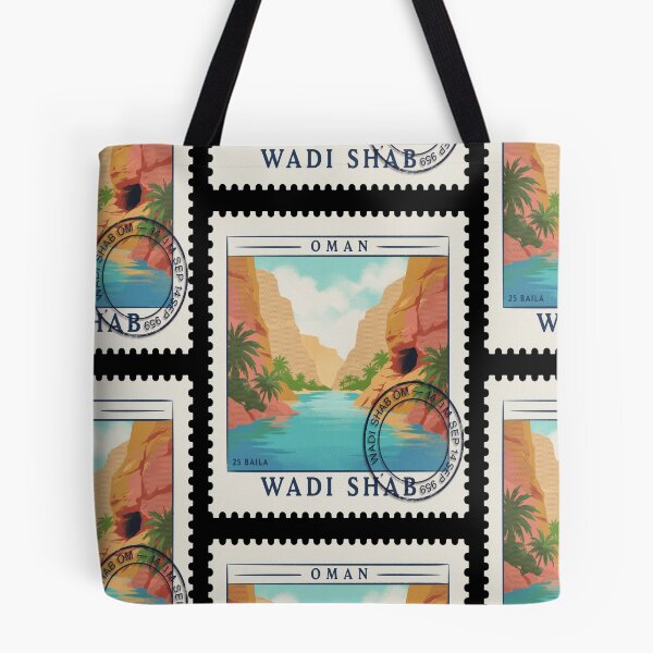Item preview, Wadi Shab Oman Turquoise Canyon Gorge Stamp Sticker designed and sold by stickercuffs.