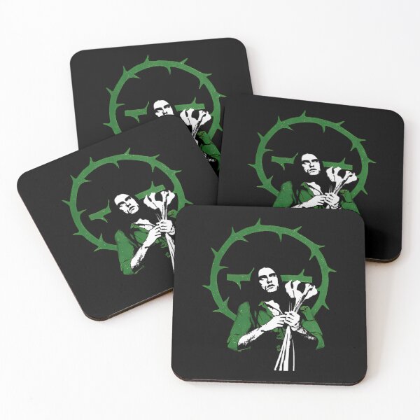 Item preview, Musician Holding Lilies In Front Of Green Crown Of Thorns Poster designed and sold by ZIZIS.