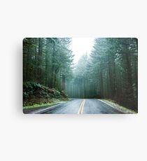 Forest Road Trip - Foggy Day Fir Trees Pacific Northwest Adventure Metal Print
