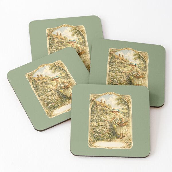 Item preview, Vintage 1930s Cottage Life Calendar Design – Wildflower Gathering Art designed and sold by MagicMakerPh.
