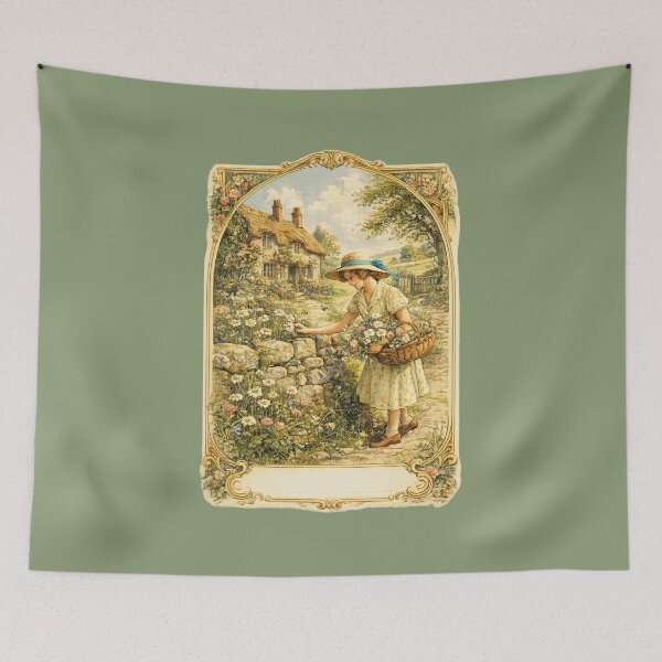 Item preview, Vintage 1930s Cottage Life Calendar Design – Wildflower Gathering Art designed and sold by MagicMakerPh.