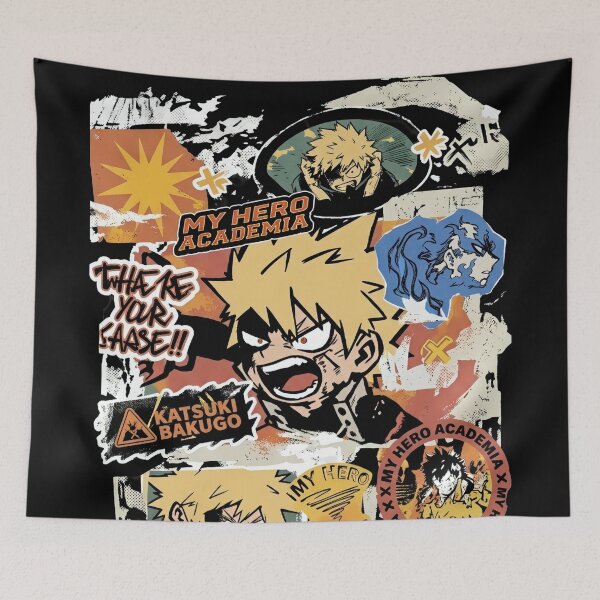 Item preview, Katsuki Bakugo Grunge Graffiti Collage designed and sold by PRINTATSTUDIO.