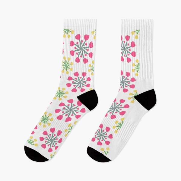 Item preview, Colorful Hand Painted Floral Seamless Pattern with Pink and Yellow Flowers on White Background, Cute Spring Botanical Textile Design designed and sold by AjjimaJKM.