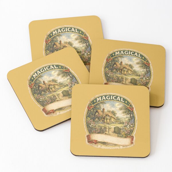 Item preview, Retro 1940s Travel Label Design – Vintage Magical Cottage Illustration Art designed and sold by MagicMakerPh.