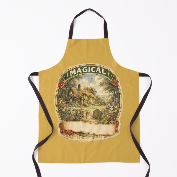 Item preview, Retro 1940s Travel Label Design – Vintage Magical Cottage Illustration Art designed and sold by MagicMakerPh.