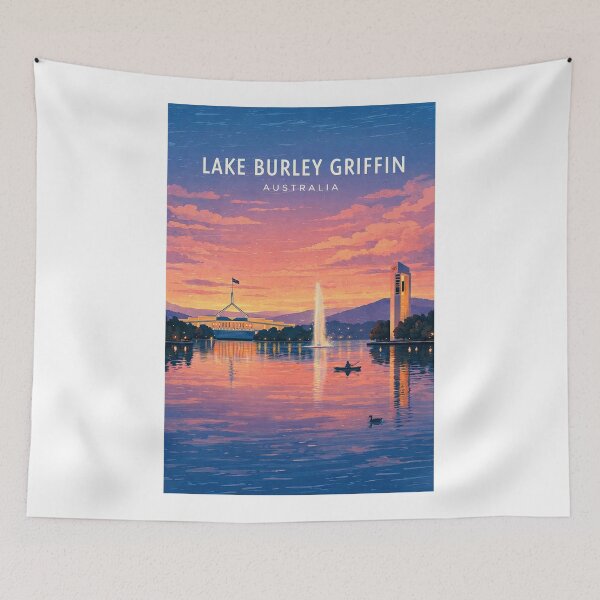 Item preview, Lake Burley Griffin Canberra Australian Capital Territory Skyline Sunset designed and sold by Aryabek.