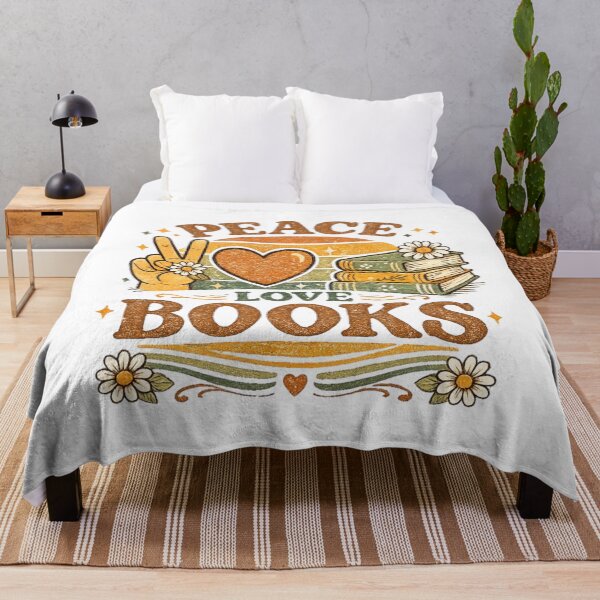 Item preview, Peace Love Books Retro Vintage Book Lover Reading Design designed and sold by StockAnime.