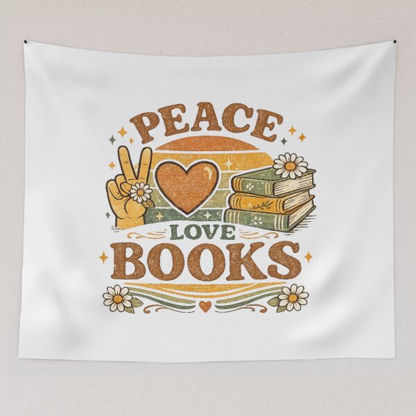 Item preview, Peace Love Books Retro Vintage Book Lover Reading Design designed and sold by Noirvasca.